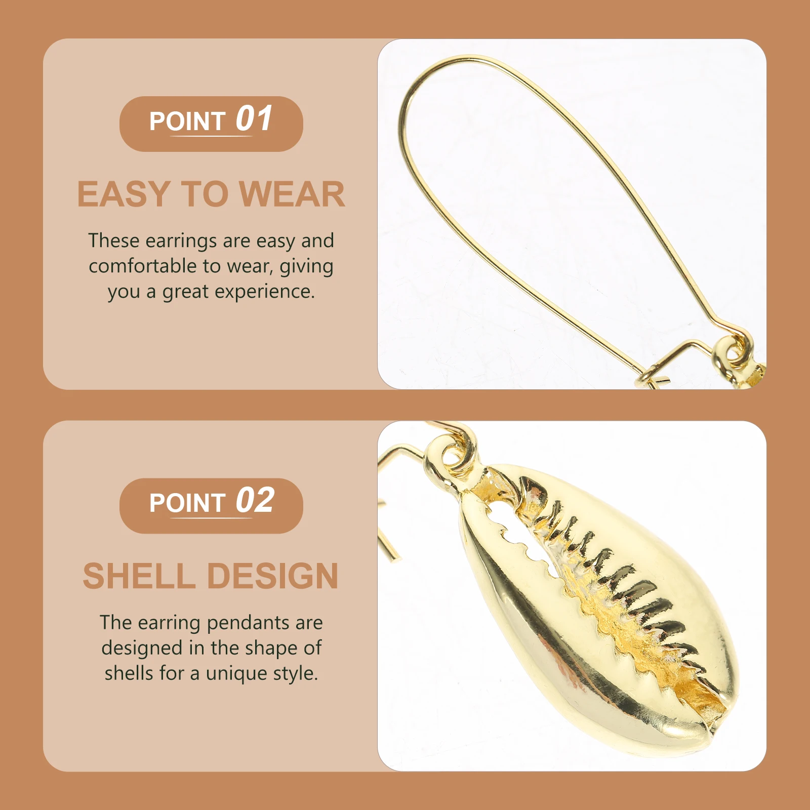

Beach Shell Earrings Gold Plated Fashion Dangler Bohemia Style Conch Statement Party Daily Wear Accessories For Women
