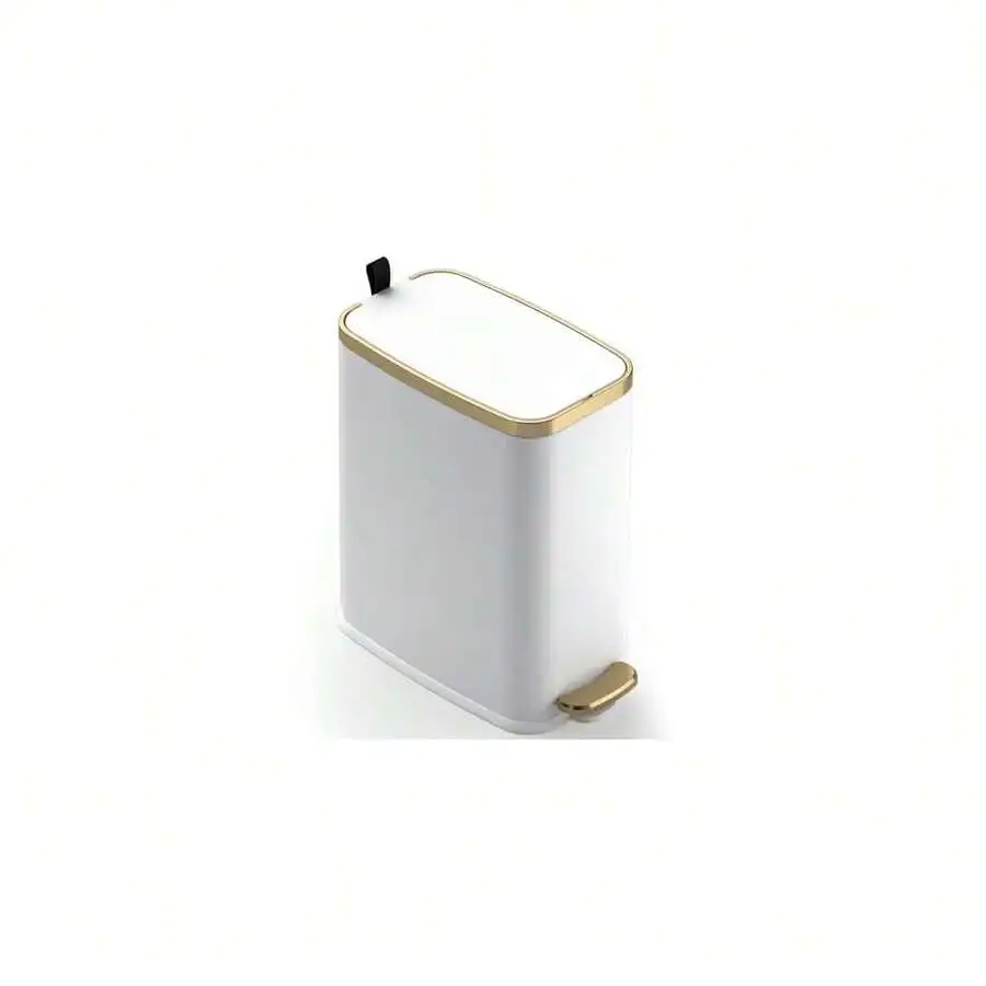 

Slim Rectangle Step Trash Can With Lid Soft Close 5L Metal Pedal Waste Bin For Bathroom Office Bedroom