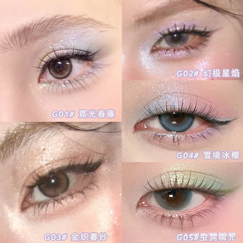 クリスタルピーチダイヤモンド4色アイシャドウパレットメタリックグリッターカメレオンスパークルハイライターパウダー（目、鼻、眉の骨用）