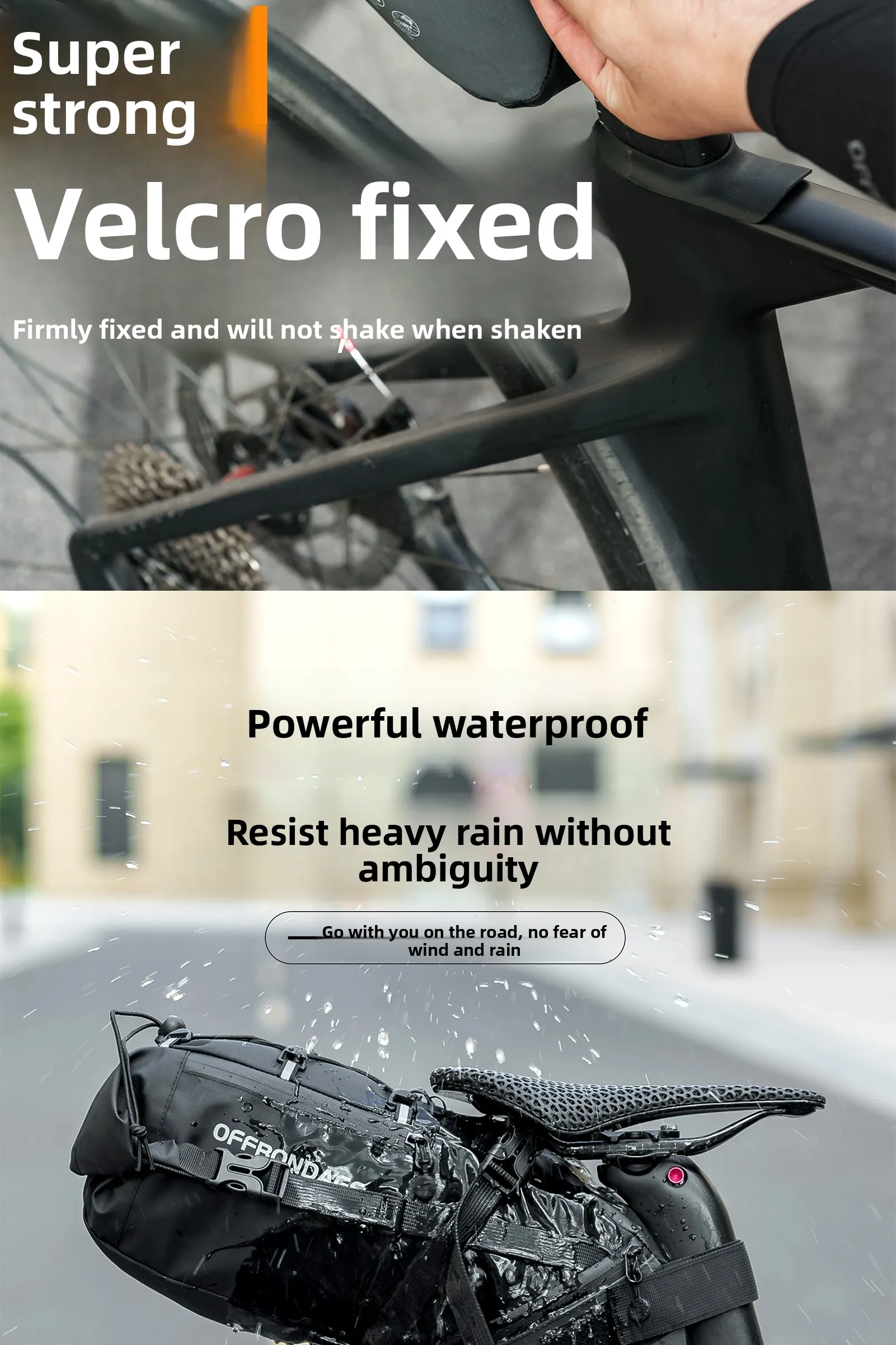 OFFBONDAGE 12L wasserdichte Fahrradsatteltasche, erweiterbare Fahrradtasche unter dem Sitz, Fahrrad-Aufbewahrungstasche hinten mit Kielsupport, reflektierend für MTB-Rennräder – Detail 6