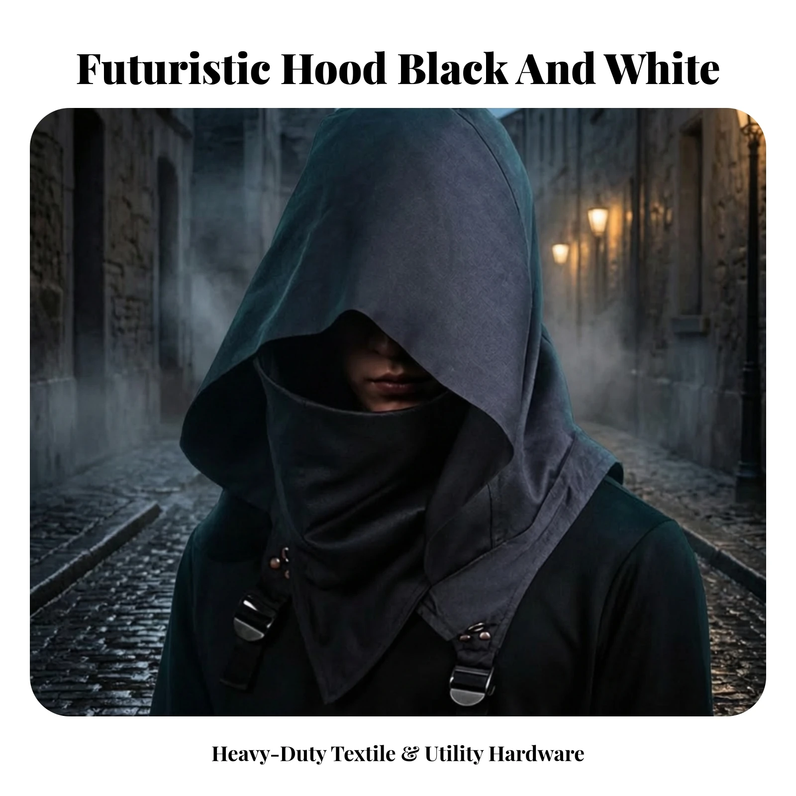 Cosplay Hood Futuristic Cloak Hat with Straps Costume Cowl Vintage Headwear Comfortable for Cosplayers, Halloween