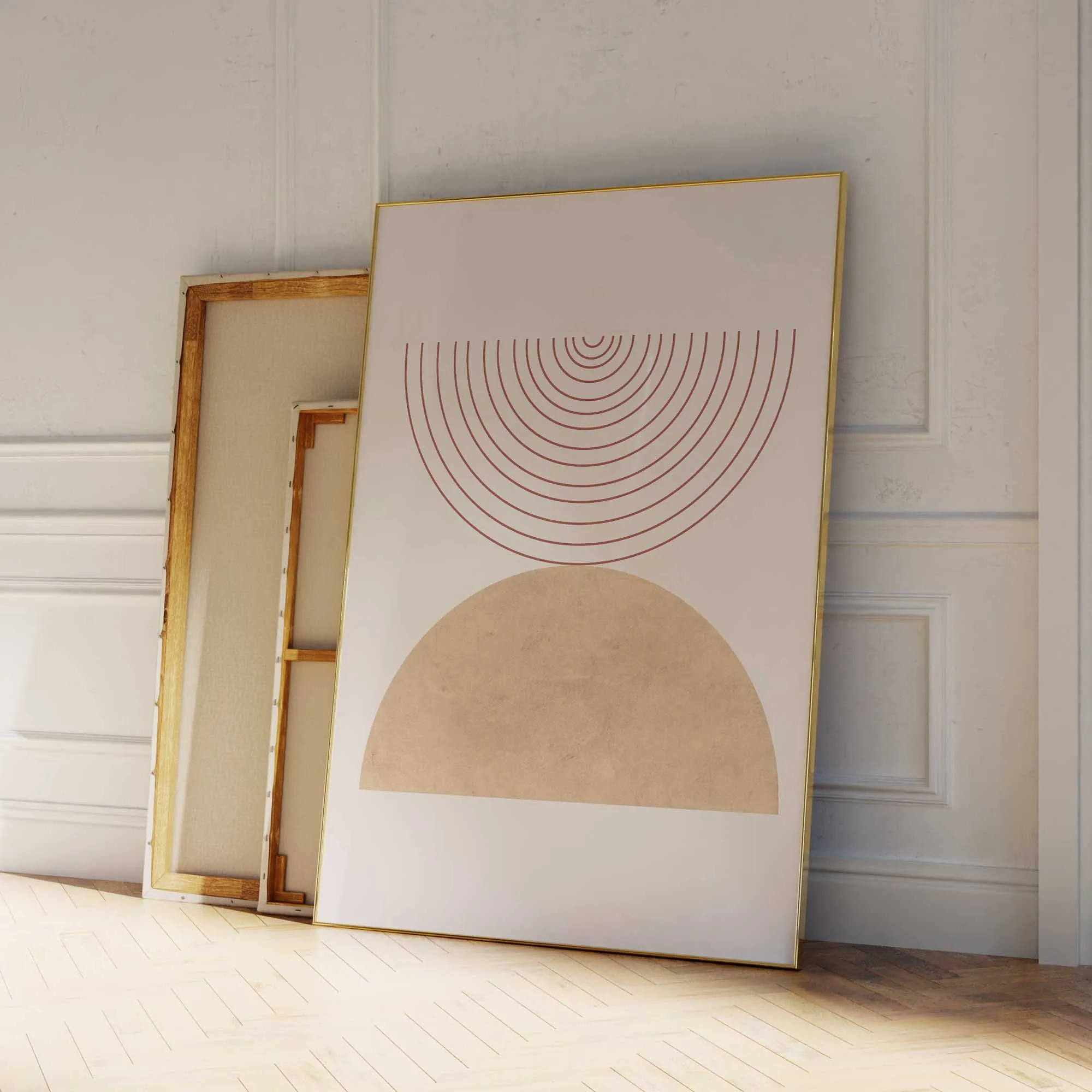 Modern Abstract Geometric Construction Beige Point Wall Art Prints Canvas Painting Poster Picture For Living Room Home Decor