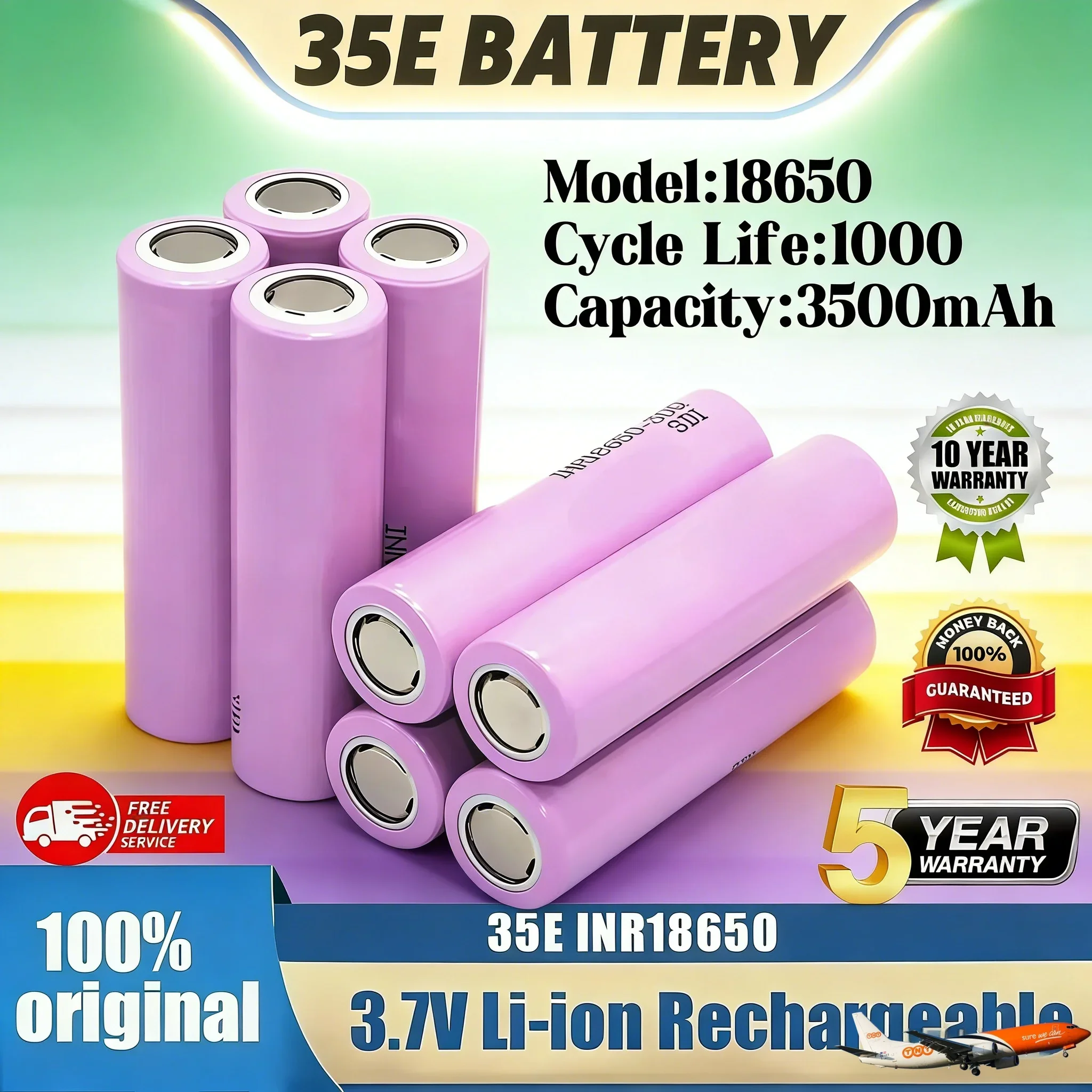 100%Original 35E 20A Discharge Rechargeable Battery 3500mAh INR18650 35E 1-200pcs for Flashlight Batteries 3.7V Li-Ion Battery