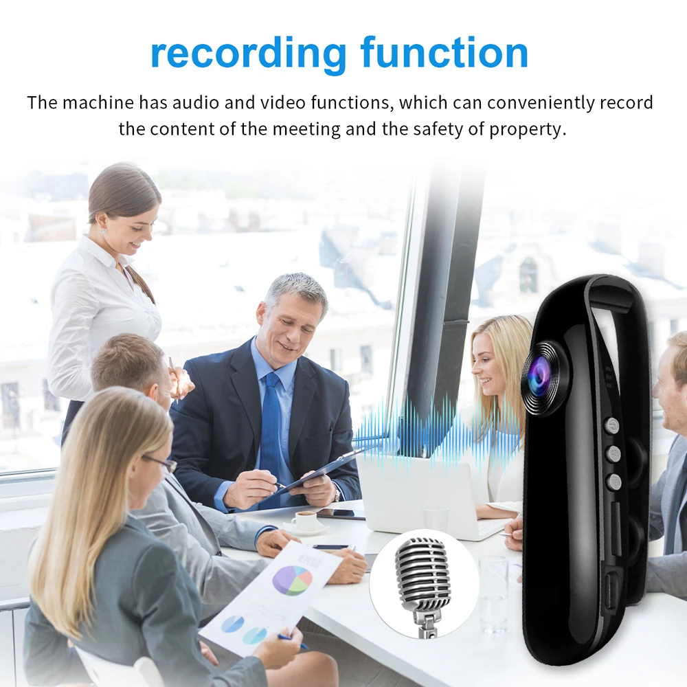 Salange 1080P Mini Camera Back Clip Portable HD Micro Cam Pocket Video Recorder Motion Detection for Outdoor Cycling Meeting