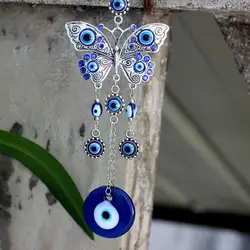 Turkish Blue Evil Eye Wall Hanging Butterfly Car Pendant Lucky Ornament Home Decor