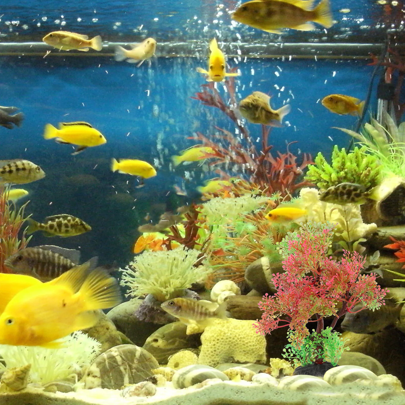 

2pcs Simulation Plants Aquarium Decor For Fish Tank Artificial Plastic Plants Reptile Tank Decor Office Decoration Pets