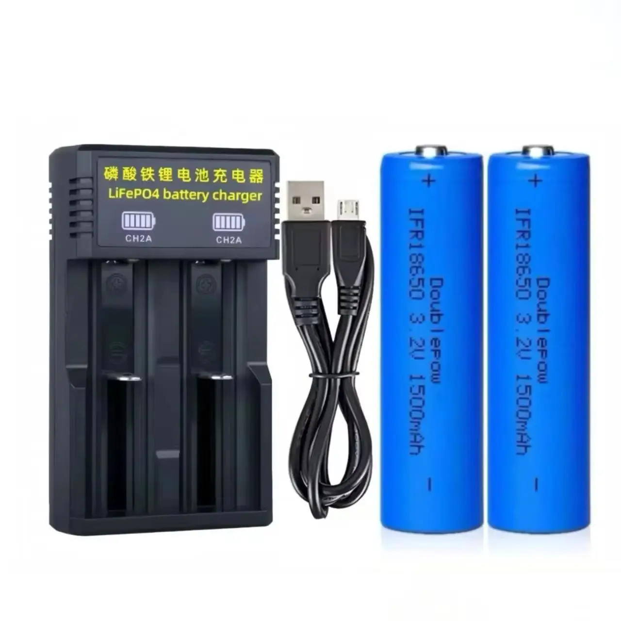 2 قطعة 18650 LiFePO4 بطارية 3.2 فولت 1500 مللي أمبير LiFePO4 شاحن بطارية للأضواء الشمسية الرشاشات الكهربائية أضواء LED المكانس الكهربائية