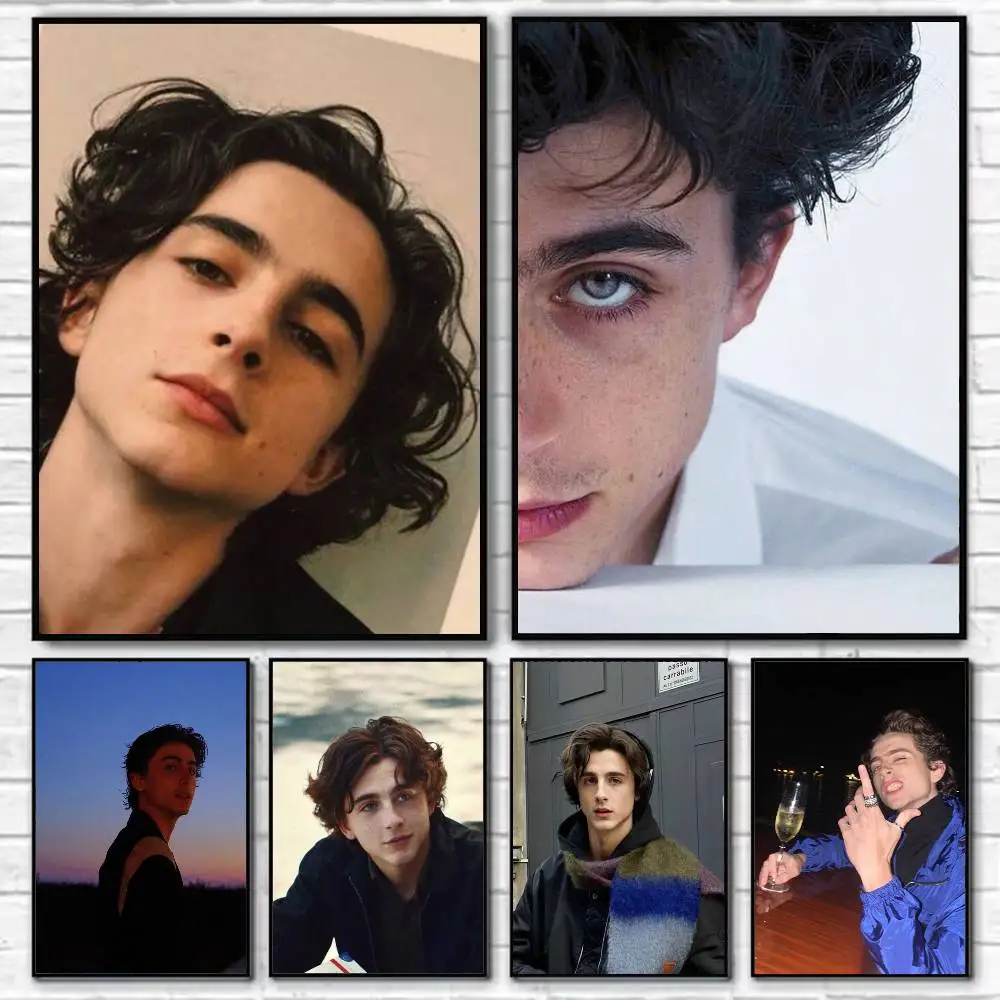 

T-Timothee Chalamet American Actres Poster Self-adhesive Art Waterproof Paper Sticker Coffee House Bar Room Wall Decor