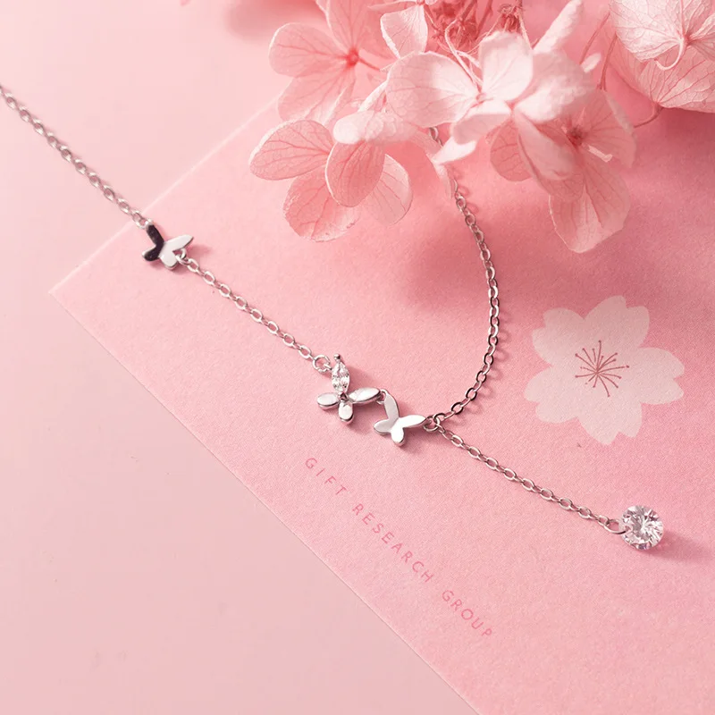 925 Sterling Silver Butterfly Flower Feet Chain Sparkling Zircon Tassel Feet Decoration Korean Edition Minimalist Jewelry