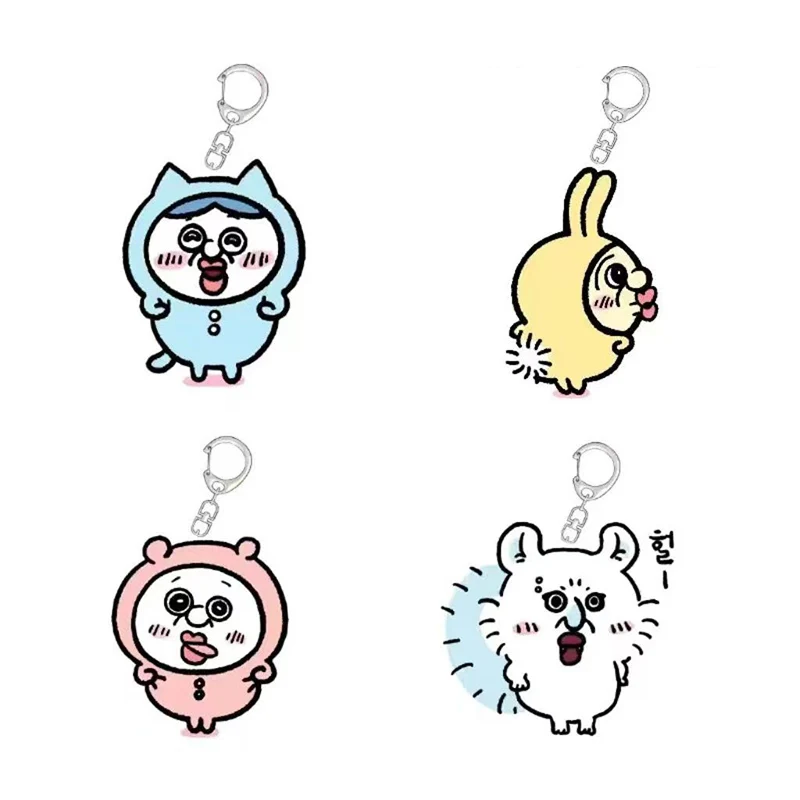 Bangbang and Yuzhi Chiikawa Animation Funny Cartoon Keychain Acrylic Usagi Hachiware Bag Charms As Gifts for Friends