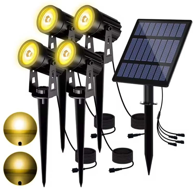 3000K Solar Lamp For Tree Outdoor Garden Decoration IP65 Waterproof 4 Warm Lights Yard Landscape Street Solar Wall Spotlight