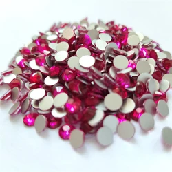 AAAA+ Quality Rose Pink Nail Art Glue On Rhinestones Glass FlatBack Non Hotfix Rhinestones & Fabric Garment Decorations