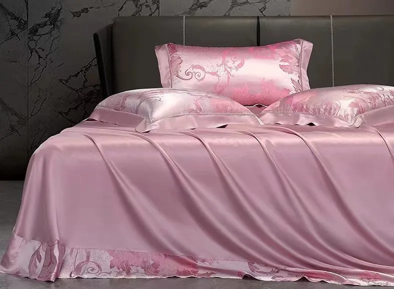 Silk four-piece set mulberry silk bedding double-sided silk naked sleeping sheets quilt cover printing