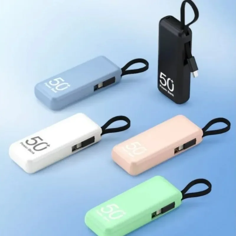 

5000mAh Mini Portable Power Bank Small Size Emergency Large Capacity Powerbanks Built-in Lines Phone Charger Universal