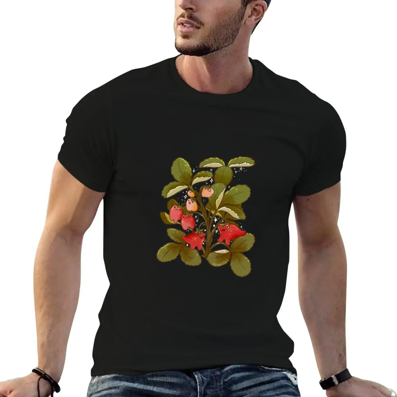 Strawberry frogs plant T-Shirt korean fashion plus sizes graphic t shirt vintage customs design your own men t shirt