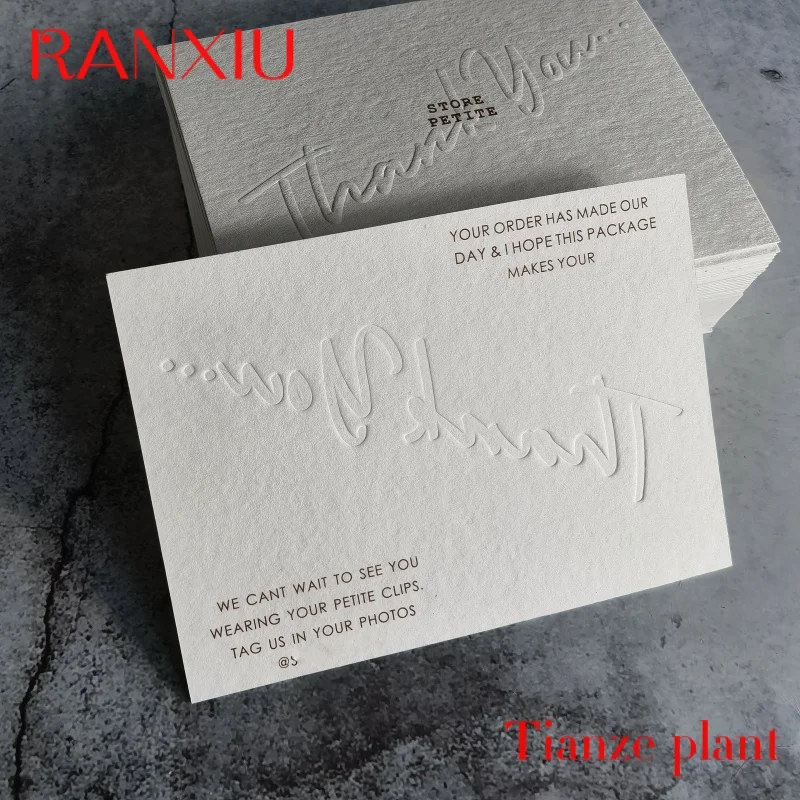 Custom Manufacturer custom printing high grade gilding embossed paper gift business thank you card