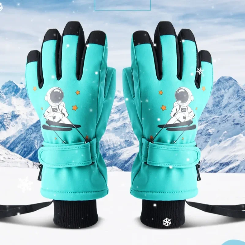 Nuevos guantes de esquí de cinco dedos, guantes de lana gruesos, impermeables, cálidos, de alta calidad, guantes de esquí para niños, guantes de invierno para Snowboard y nieve para niños