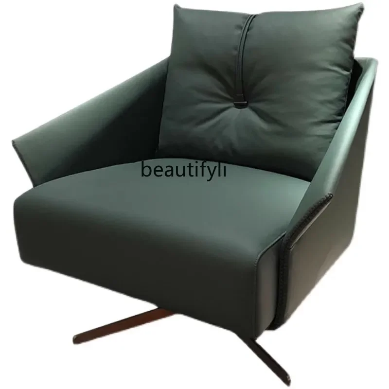 

xzBalcony Leisure sofa chair Living room, first layer cowhide down soft bag rotating sales, chair