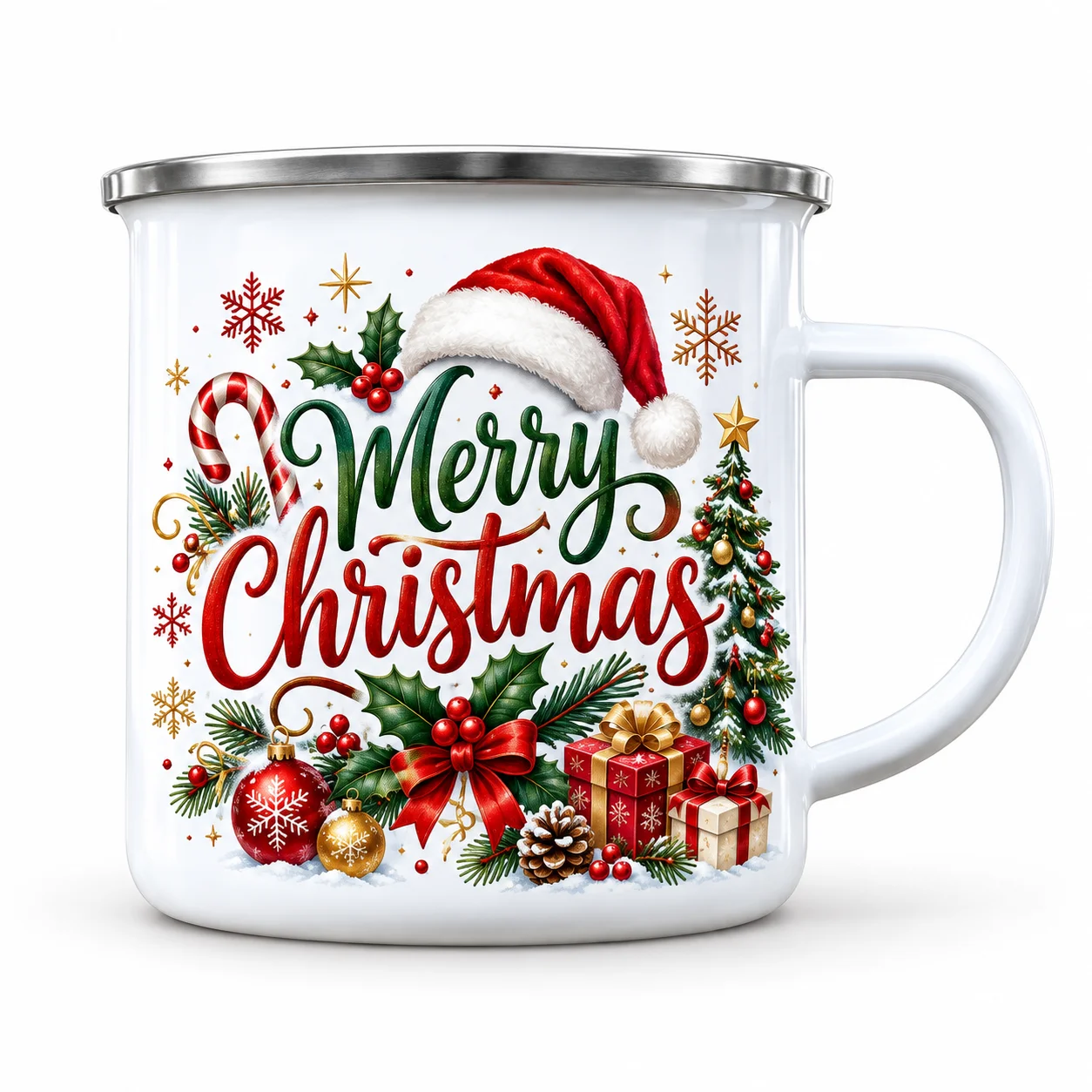 Sublimation Mug White - 1/4Pcs Christmas gift Sublimation Enamel Mug