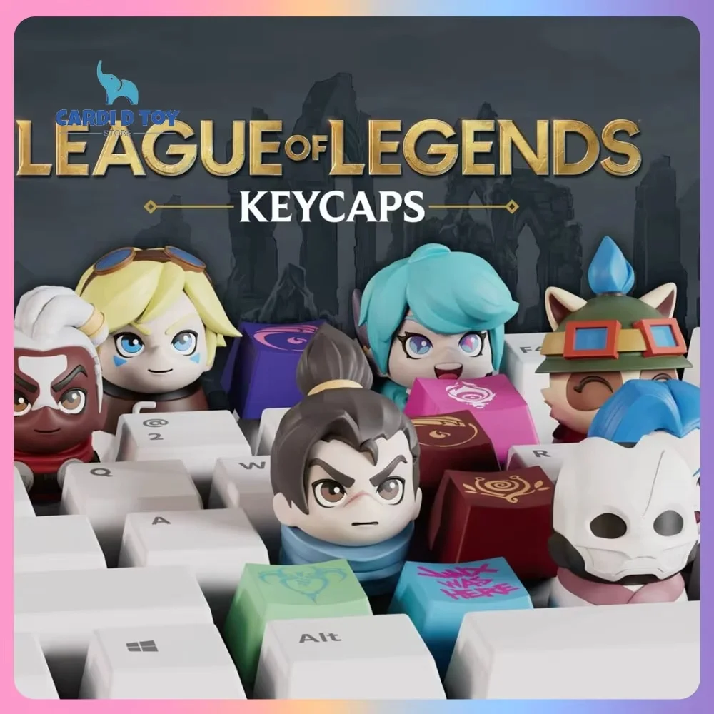 Caja ciega de League Of Legends auténtica, figura de Anime Aatrox Ahri Akali, teclas personalizadas, juego Lol, caja misteriosa periférica, juguete