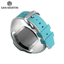 San Martin 24mm FKM Rubber Strap Fuoroelastomer Watchband 316L Stainless Steel Pin Buckle Durable Correa Reloj SF0009