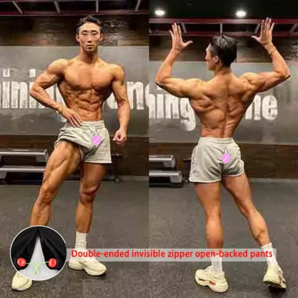 Shorts d'été pour hommes, pantalons à entrejambe ouvert pour hommes, pantalons chauds pour sexe en plein air pour hommes, courts de sport sur piste, pantalons de survêtement de basket-ball, Streetwear décontracté