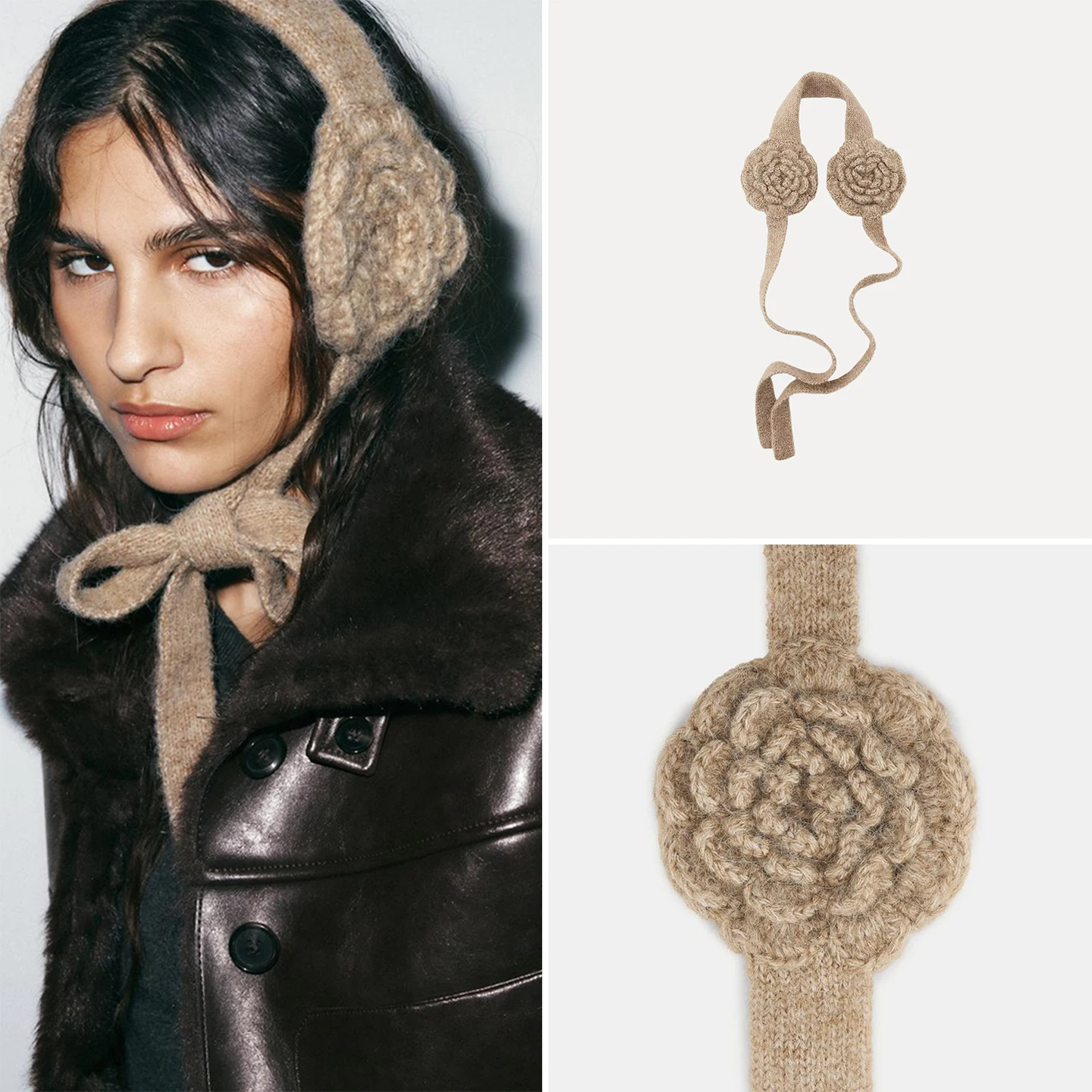 ファッショナブルなバタフライノットイヤーマフ女性用冬用帽子フックニードルニットアクセサリー多用途スタイリッシュな個性