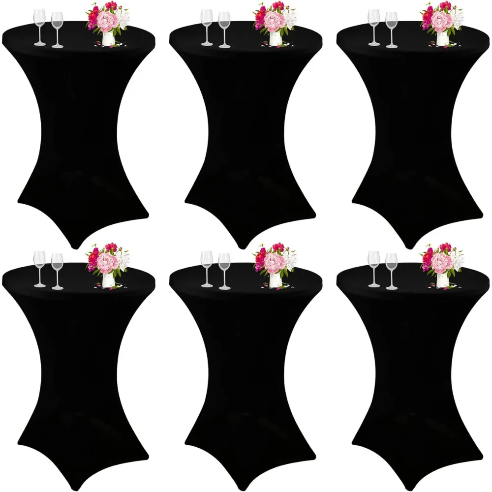

Fitted Spandex Cocktail Tablecloth, 32x43 Inches, Black with Square Corners for High Top Round Tables in Bars