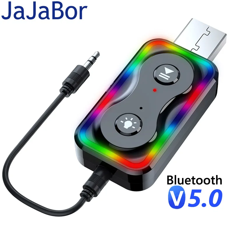 

JaJaBor USB Audio Receiver Transmitter Wireless 3.5mm Aux Music Mp3 Player Adapter Bluetooth Handsfree Car Kit for TV Headphone