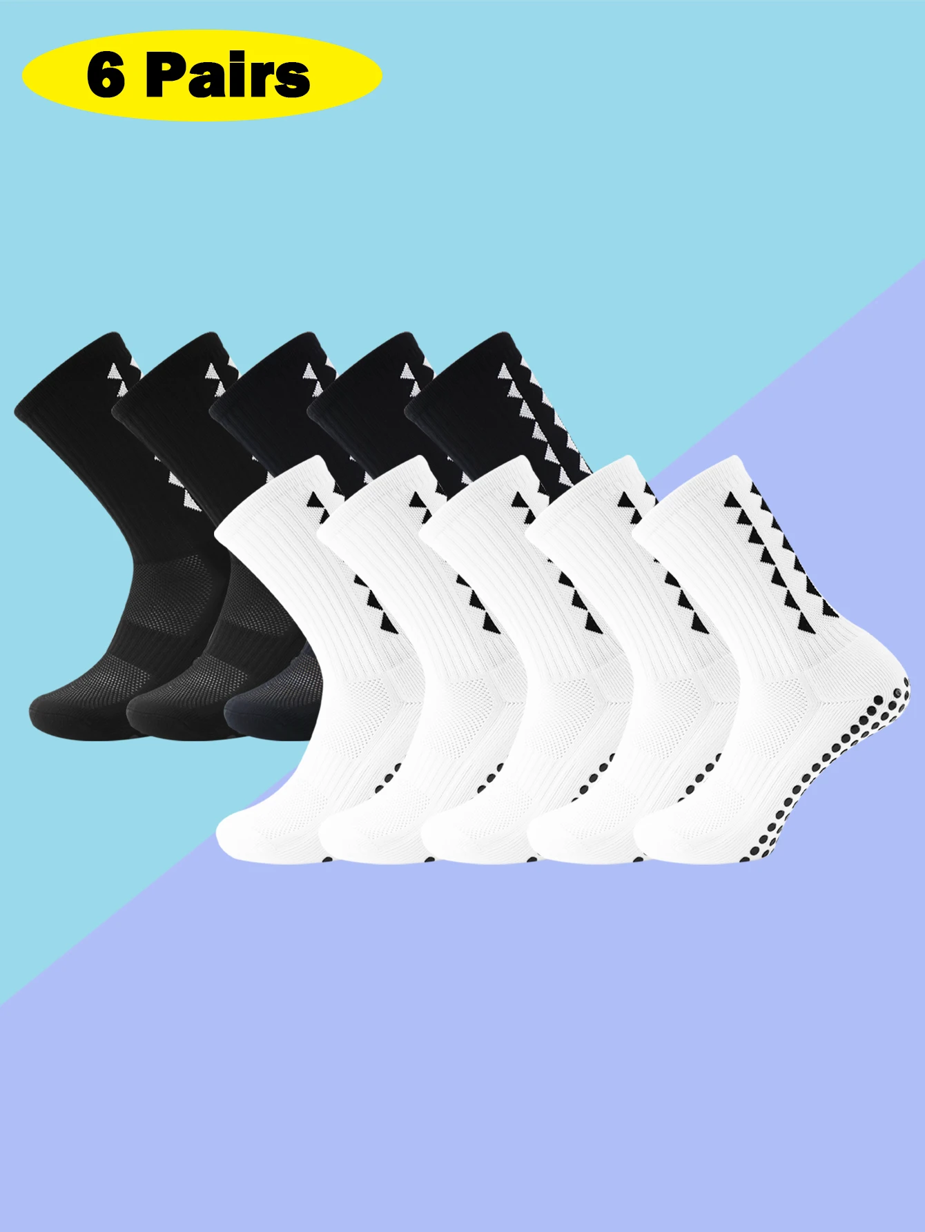 6 Paar Herren-Fußballsocken, rutschfest, rutschfest, Greiferpolster für Fußball, Basketball, Sport, mit Greifersocken