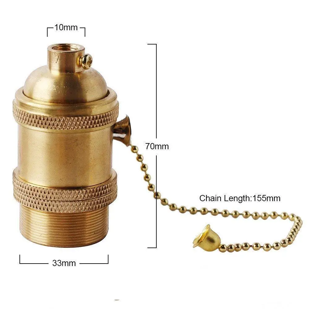 Vintage Copper Lampholder E26 E27 Lamp Base Edison Antique Wall Pendant Ceiling Light Lamp Socket Lighting Screw with Switch