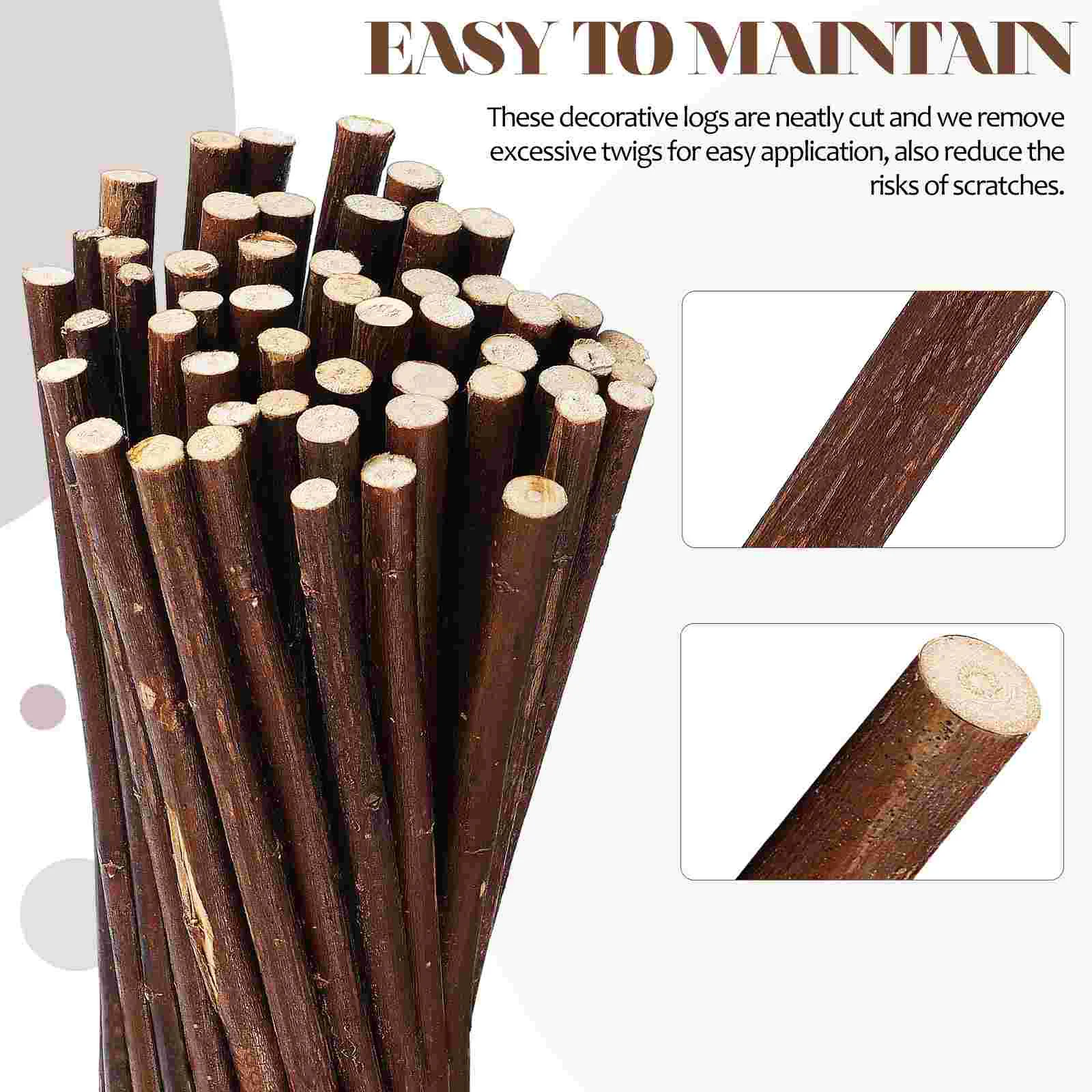 50 Pcs Dry Branch Material Wood Log Sticks Decorative Logs Faux Plant Vase Willow Branches Natural Office Coffee Stir