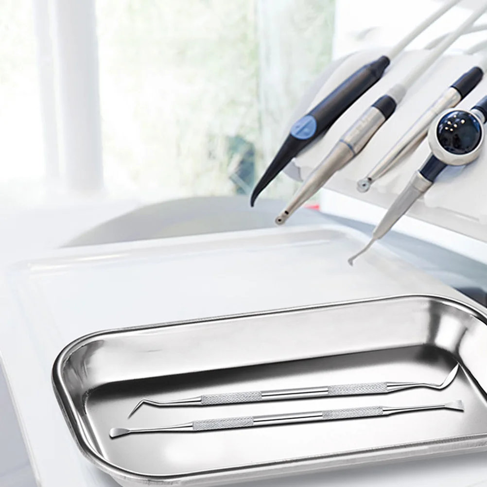 

2 Pcs Mirror Polished Tray Stainless Steel Trays Sterilization Plate Instrument Tools Dental Equipment
