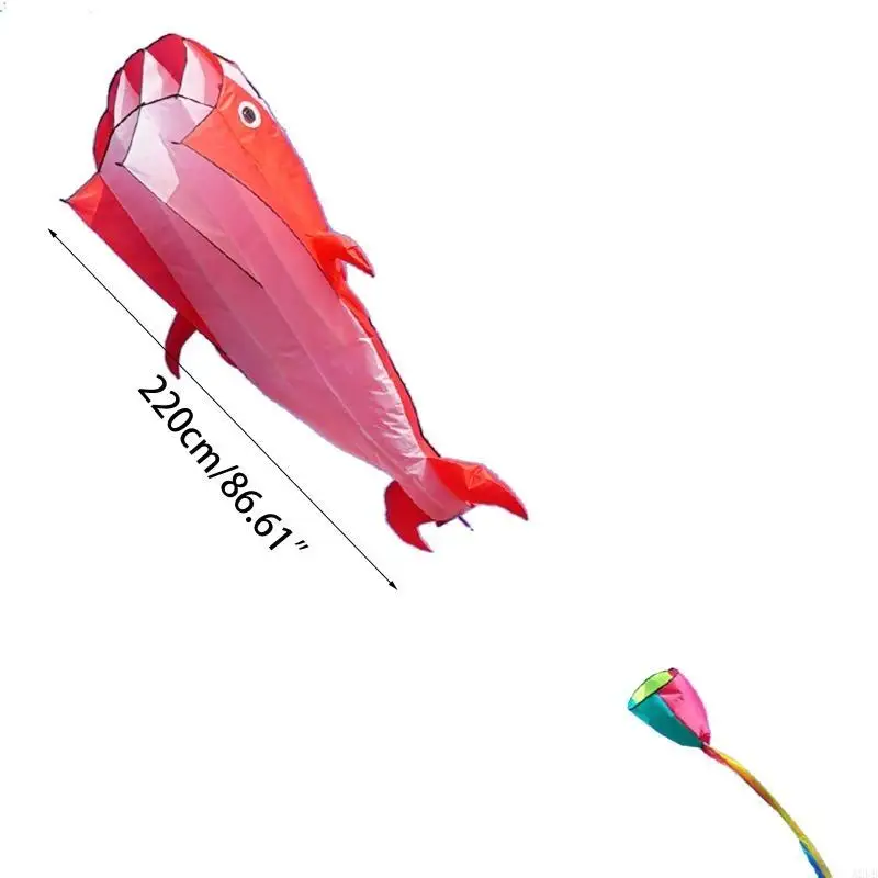 86.6x43.3" 밝은 색상의 재미있는 휴대용 키트 A2UB가 포함된 거대한 돌고래 연 장난감용