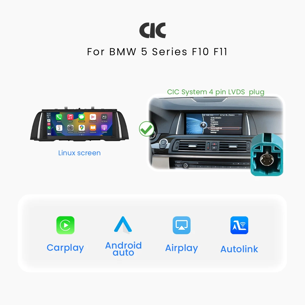BONROAD Voor BMW 5 Serie F10 F11 NBT CIC Draadloze CarPlay Touchscreen Android Auto Autoradio Multimedia GPS Navigatie Stereo