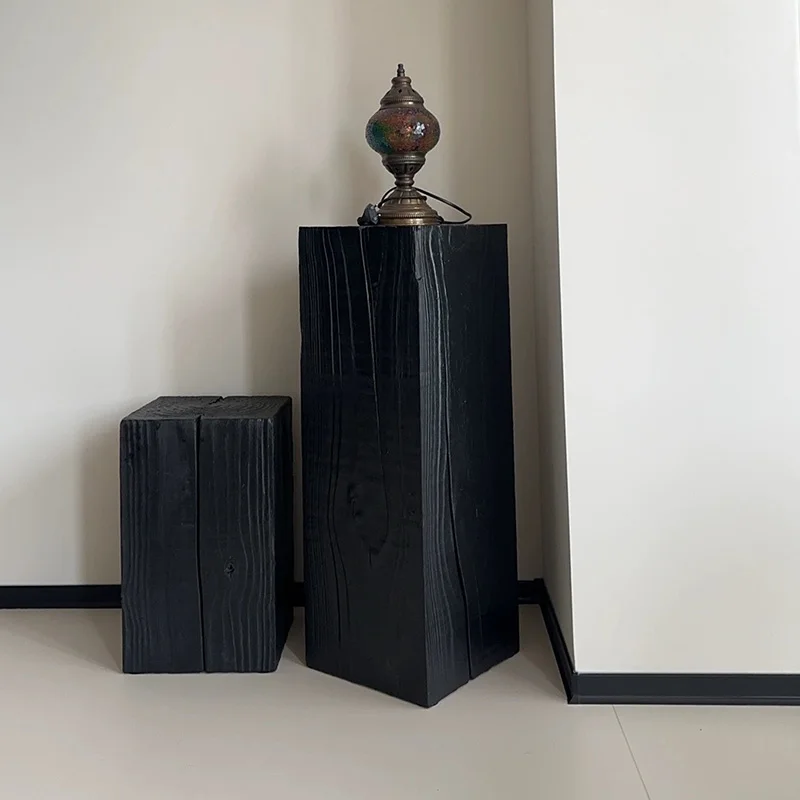 

Пирс из цельного дерева, карбонизированный черный ваби, песчаный ветер, ретро, твердая древесина, цельная резьба по корню, подставка для цветов, гостиная от пола до сили