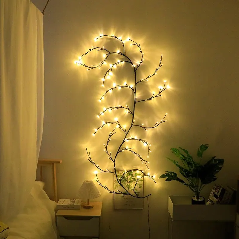 Flexível Willow Vine Luz, Decorações de casamento, DIY Rattan Árvore, ramo luminoso, lareira, festa, parede do quarto, 54 LED, 144LED