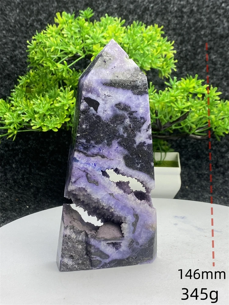 Purple Sphalerite Geode Obelisk Four-Corner Pillar Spiritual Stone Witchcraft Altar Spiritual Decoration Garden Home