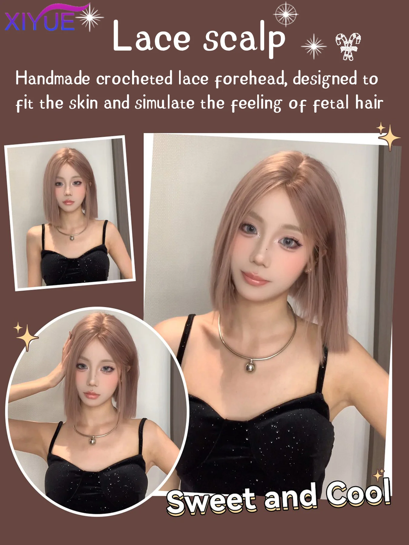 Gray Pink Synthetic Wigs Short Bob Cut Blunt Wigs with Bangs Cosplay Lolita Hair Wig for White Women Heat Resistant Party Daily