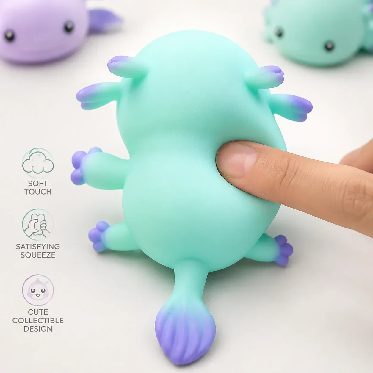 Squeeze Ball Axolotl Fish Slow Rising Squishy Stretch Toys Antistress Stress Relief Cute Cartoon Relax for Kids Adult 1 4pcs