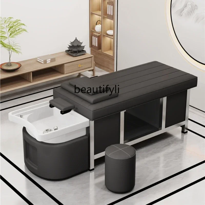 

Hair Salon Shampoo Chair Barber Shop Hair Salon Thai Flat Lying Massage Couch Ceramic Basin Steaming Bed with Water Circulation