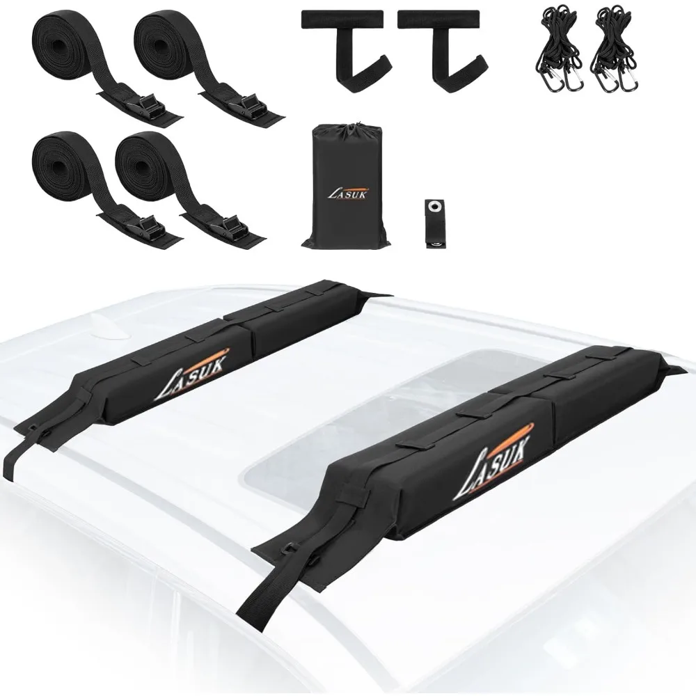 

Universal Car Roof Rack with Soft Pads, Kayak Tie Down Straps for Surfboard, SUP, Canoe, Includes PP Rope and Storage Bag