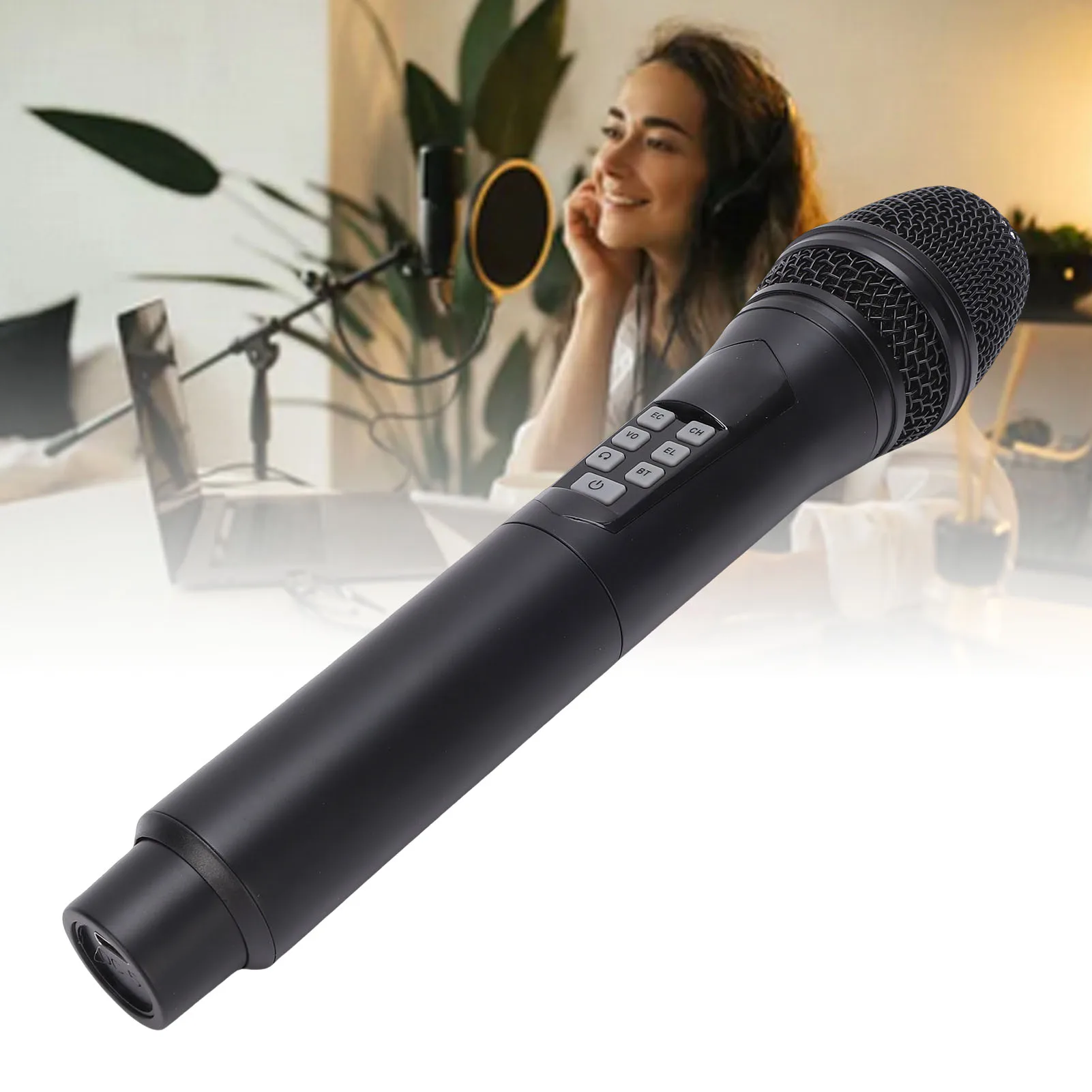 

Беспроводной ручной микрофон Bluetooth 2.4G с шумоподавлением Портативный динамический микрофон со звуковыми эффектами и устройством смены голоса