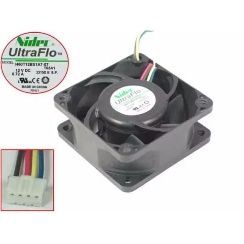 

Nidec H60T12BS1A7-07 T03A1 DC 12 В 0,72 А 60x60x25 мм 4-проводной охлаждающий вентилятор для сервера