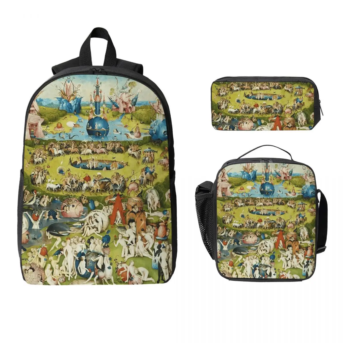 

Hieronymus Bosch-Garden Of Earthly Delights Backpack BookBag School Bag Laptop Shoulder Bags 3ps Insulated Lunch Bag Pencil Case