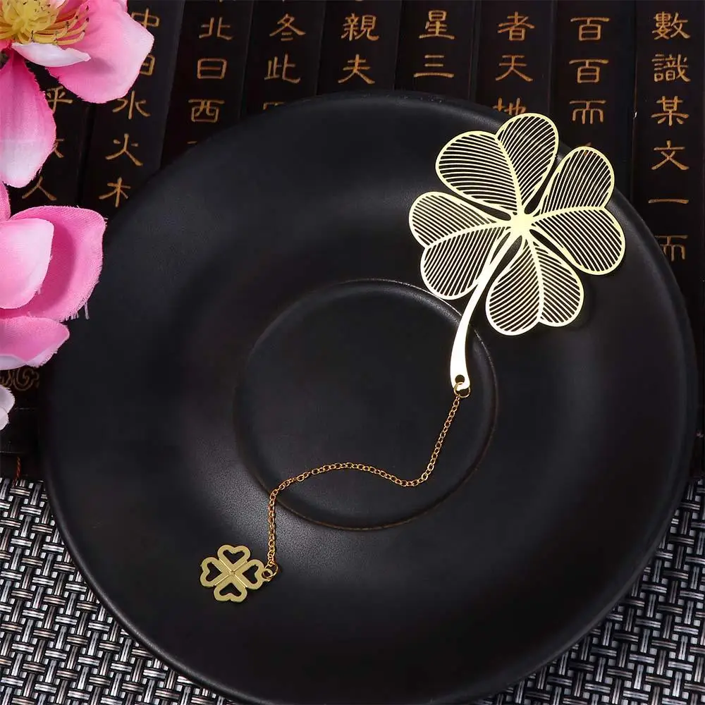 Papeterie feuille veine Vintage Page Clip rétro livre pince support de livre feuille signet signet creux livre marque métal signet