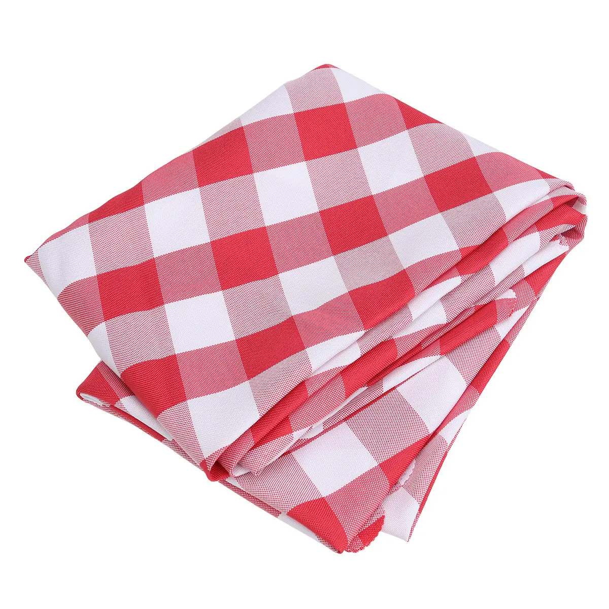 Checkered Round Tablecloth, Red Polyester Table Cover – Rustic, Dustproof, Breathable & Wrinkle-Resistant