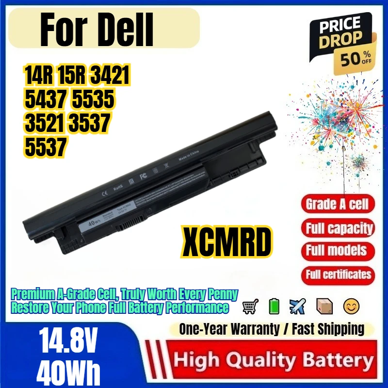 XCMRD for Dell 14R 15R 3421 5437 5535 3521 3537 5537 Laptop Battery 0 cycle high quality capacity battery replacement Bateria