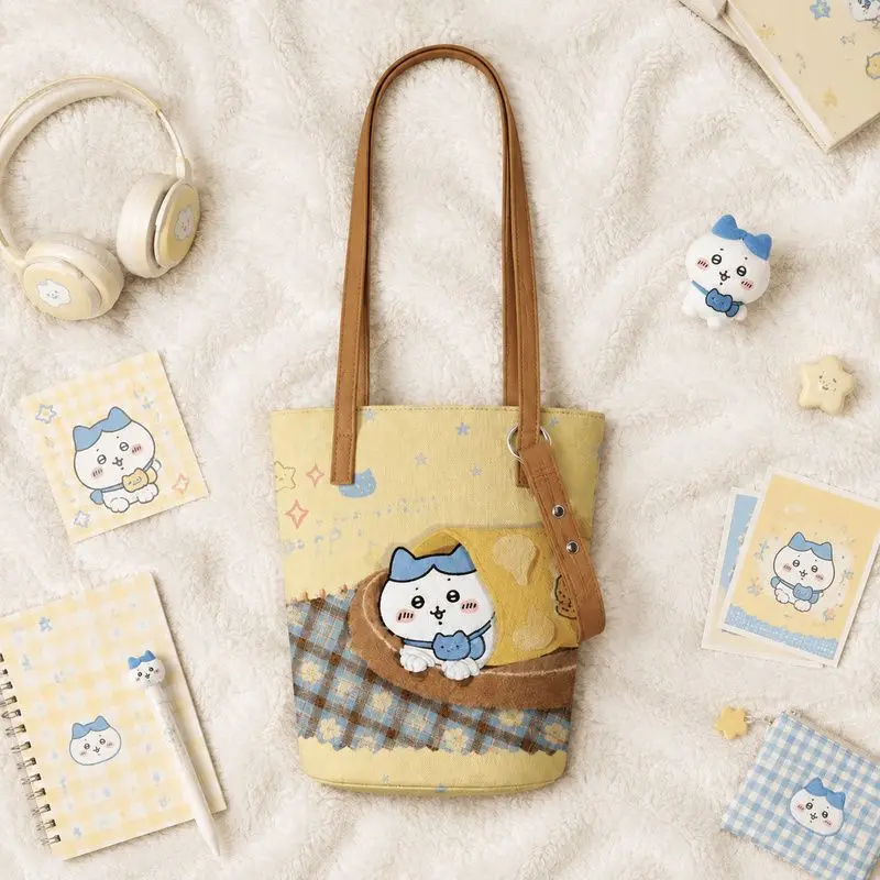 Cartoon Kawaii bucket bag handbag Versatile shoulder bag crossbody colorfast pilling-resistant wear-resistant durable Chiikawa