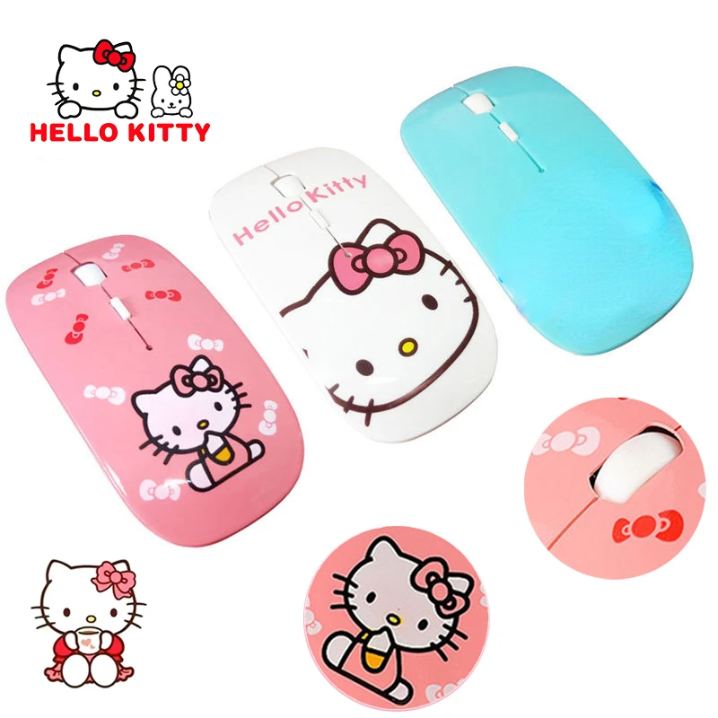 Hello Kitty-Mini ratón inalámbrico con Bluetooth, USB, silencioso, lindo dibujo animado, Accesorios para ordenador portátil, recargable, Lenovo,